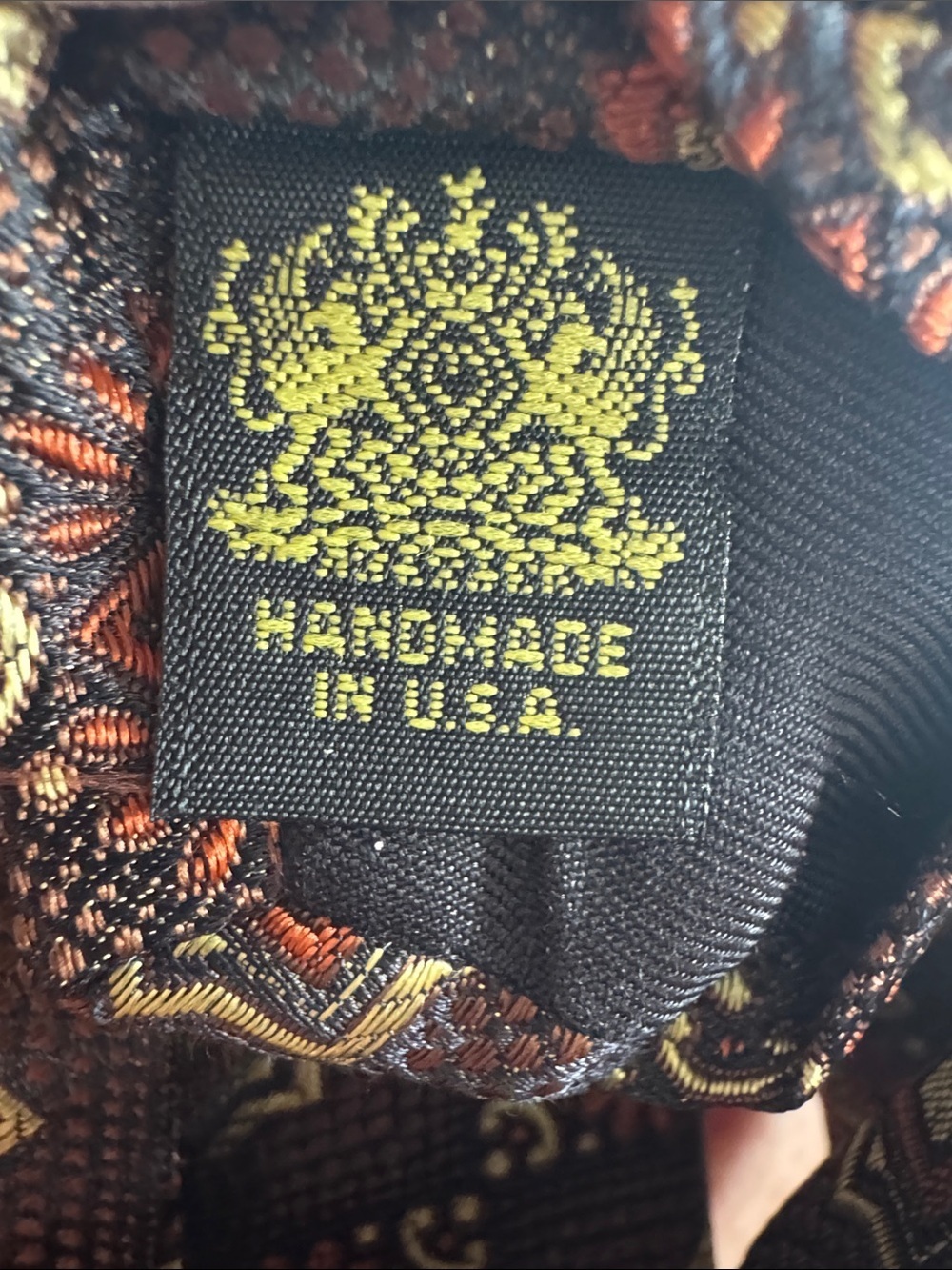 NWT Oxxford Clothes Silk Tie Brown Rust Geometric Medallion Luxury Necktie USA - Picture 7 of 8